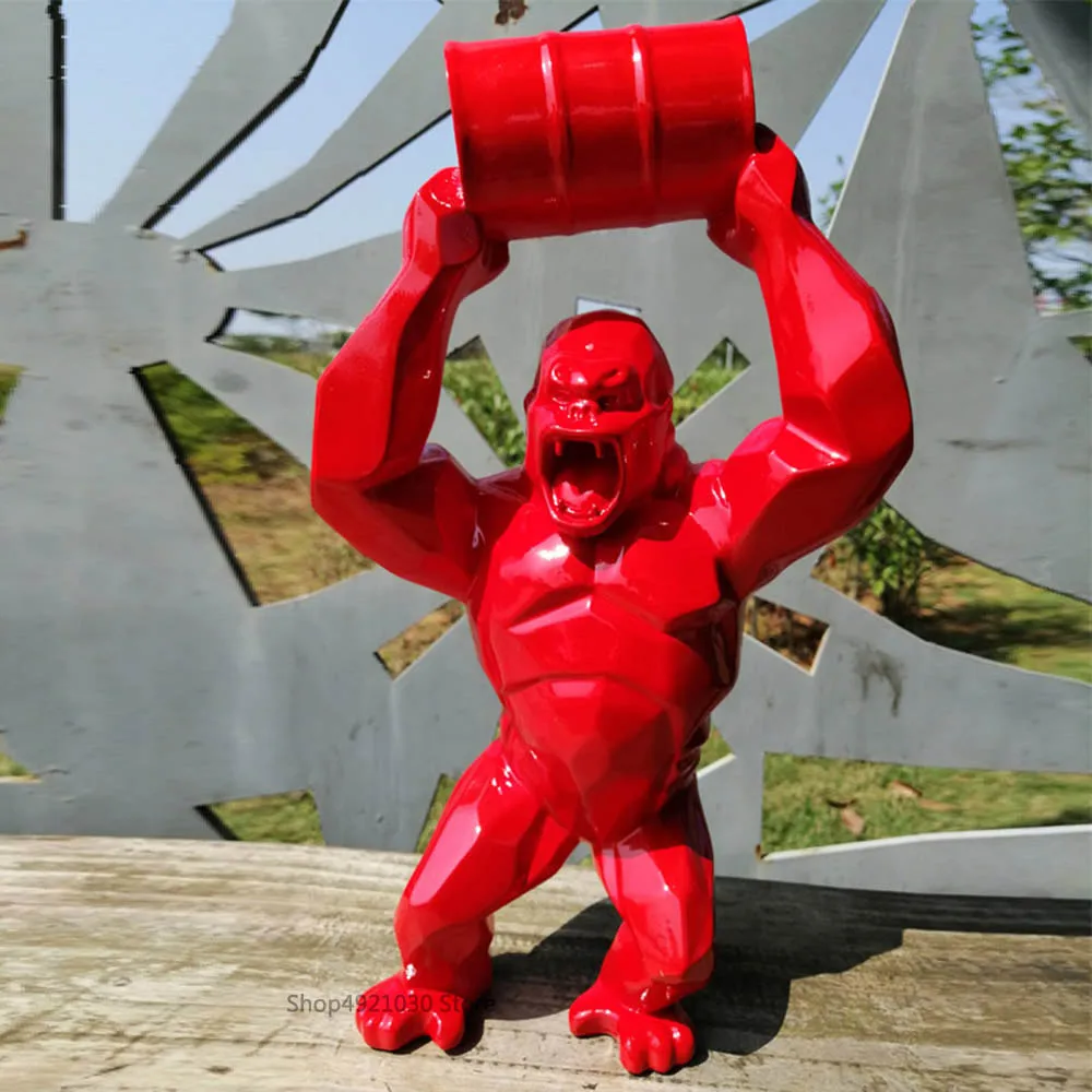 red 1" большой король конг креативное Украшение Искусство ремесло животное моделирование смолы статуя гориллы бюст фигурка Коллекционная модель игрушки коробка - Цвет: red