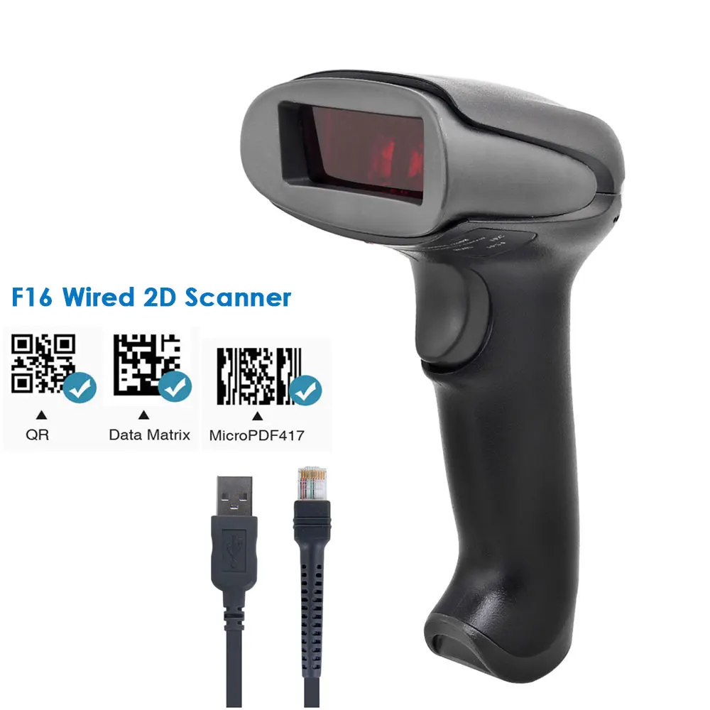 NETUM RD-2013 Портативный USB проводной лазерный 1D считыватель штрих-кода и NETUM F18W беспроводной 2D QR сканер штрих-кода для POS инвентаризации - Цвет: F16 Wired 2D
