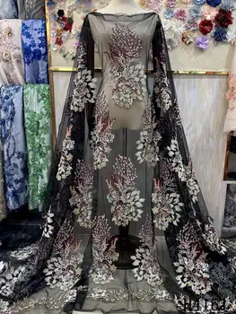 

Nigeria Lace Fabric 2020 High Quality Handmade Bridal Lace Fabric French Lace Fabric 3D Embroidery Tulle Lace Wedding HJ4151