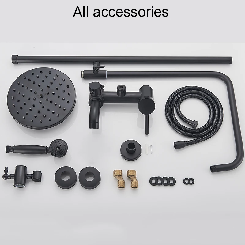 Bathroom Shower Faucet Mixer Wall Mount 8 Rainfall Shower Set Tub Spout Bath Mixers Brass