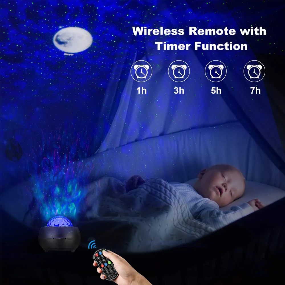 Star Galaxy Projector Night Light Bluetooth Music Planet Colorful Projection Lamp Children's Kids Decorate Bedroom LED Lamp Gift