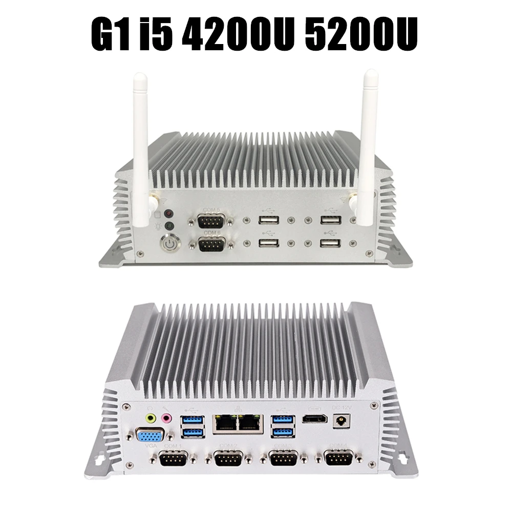 G1-i5 4200U 5200U Мощный мини настольный компьютер безвентиляторный промышленный ПК Intel i7 i5 i3 2955U двухъядерный Процессор 4xusb 3,0, 6xcom, 2* LAN, HDMI, 300 м WI-FI - Цвет: G1-i5 4200U 5200U