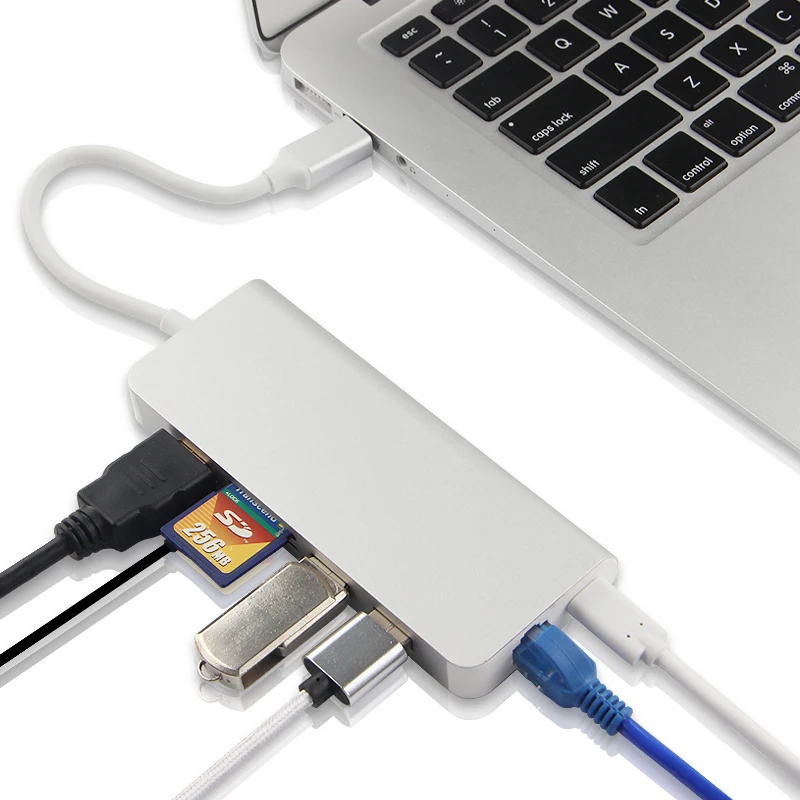 Ajiuyu USB C концентратор адаптер док-станция type-c Thunderblt 3 мульти порт конвертер HDMI VGA RJ45 USB-C USB 3,0 PD сплиттер аксессуары карта