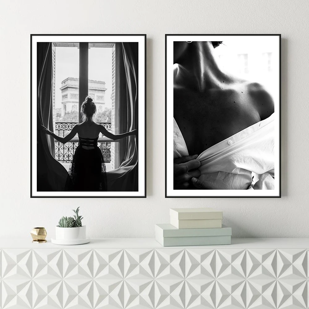 Абстрактная живопись девушка окно Северный плакат Wall Art холст картины плакаты с женщинами и принты настенные картины для Гостиная домашний декор