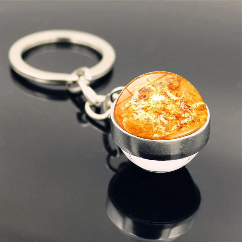 Solar System Planet Keyring Galaxy Nebula Space Keychain Moon Earth Sun Mars Art Picture Double Side Glass Ball Key Chain (9)