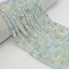 Натуральный аквамарин граненые бусины Рондель 6x4 мм