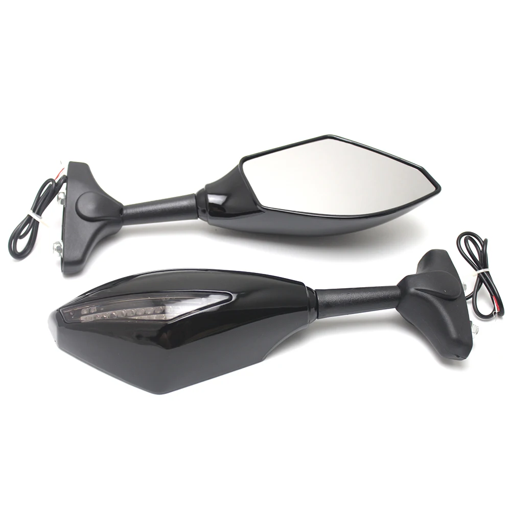 

Hot New 1 Pair Universal Motorcycle LED Turn Signals Racing Style Side Rearview Mirrors Amber Light Aluminum Handlebar Arrow