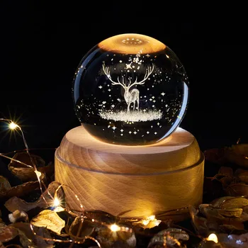 

Deer Rabbit LED Night Light Animal Cartoon Dimmable Lamp USB Crystal Ball Lamp For Children Kids Baby Gift Bedside Table Bedroom
