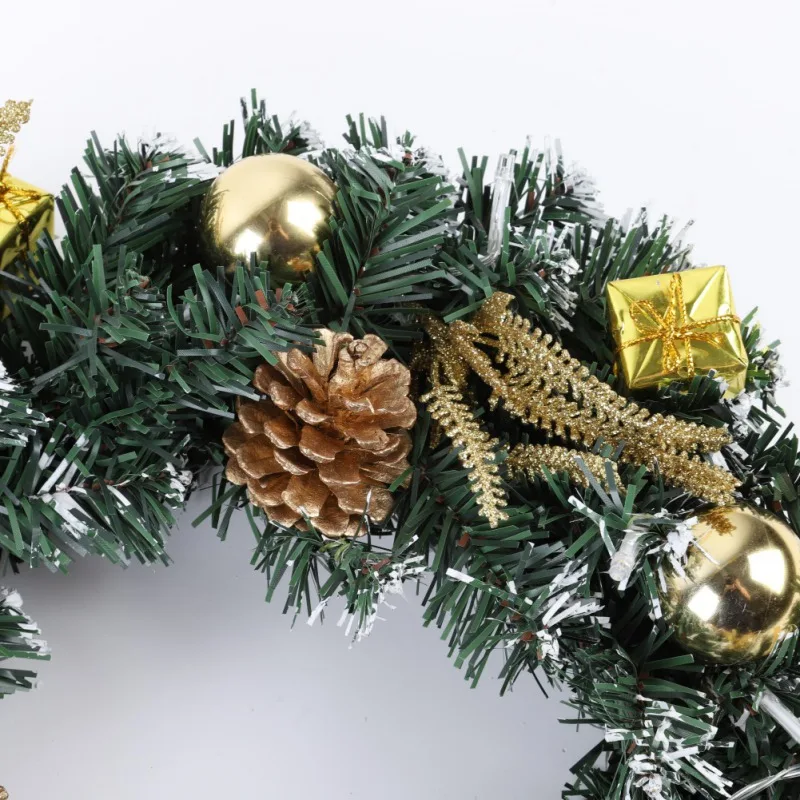 40 см светодиодный Рождественский венок с искусственная сосна шишки ягоды и цветы праздничное переднее украшение для подвешивания на двери Couronne Noel