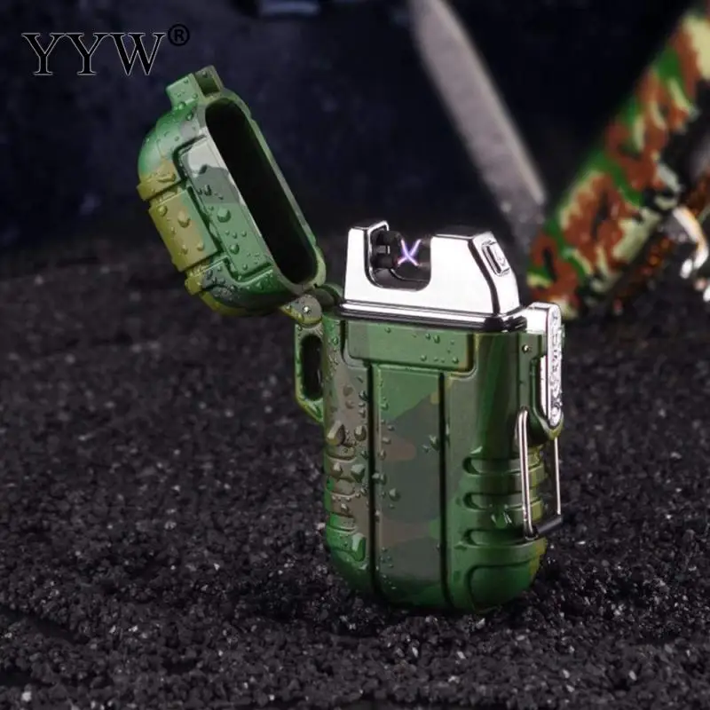 Explorer Lighter Encendedor Outdoor Use Waterproof Windproof Double Arc Pulse Cigarette Smoking Lighter USB Charging Lighters