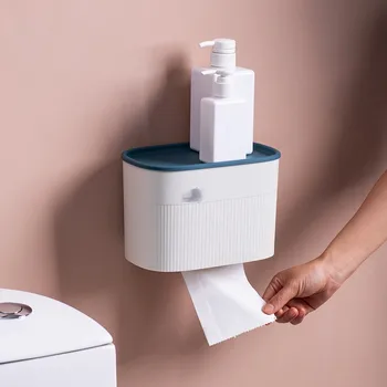 

Double Layer Toilet Paper Holder Waterproof Storage Box Wall Mounted Toilet Roll Dispenser Portable Toilet Paper Holders