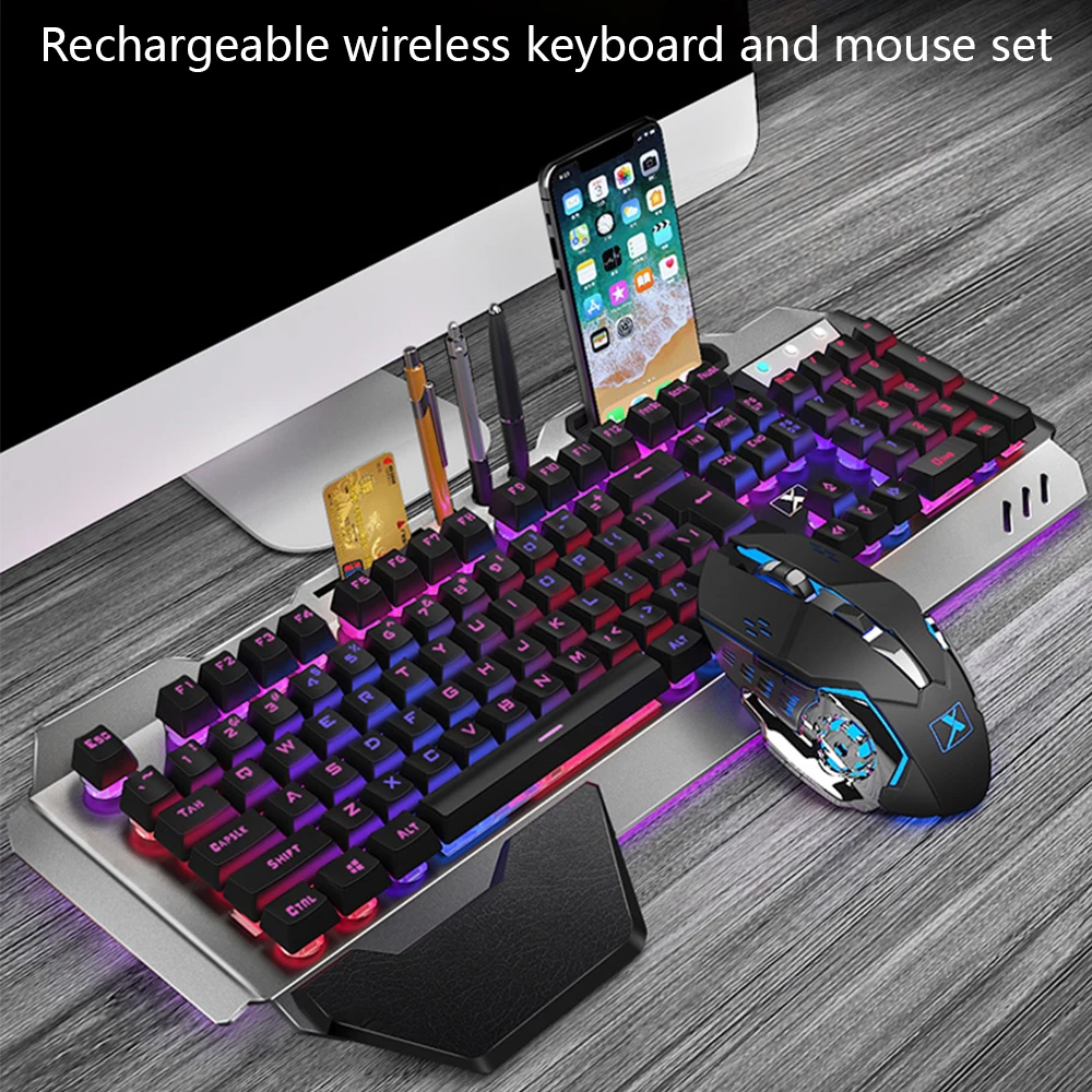 

K680 Rechargeable Wireless Keyboard Mouse Set Esports Game Backlit Keyboard Multimedia Combination Gaming Keyboard Gaming Mouse