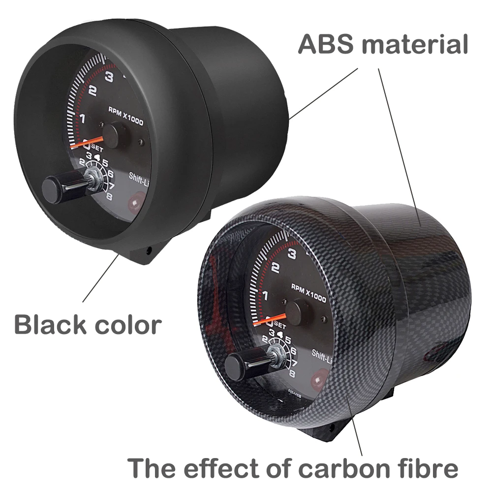 Драконий манометр 3,75 дюймов 95 мм Тахометр для одноцветного Светодиодный Измеритель 3 3/" 12 в автомобильный манометр [углеродное волокно стиль] TAC 0-8000 об/мин
