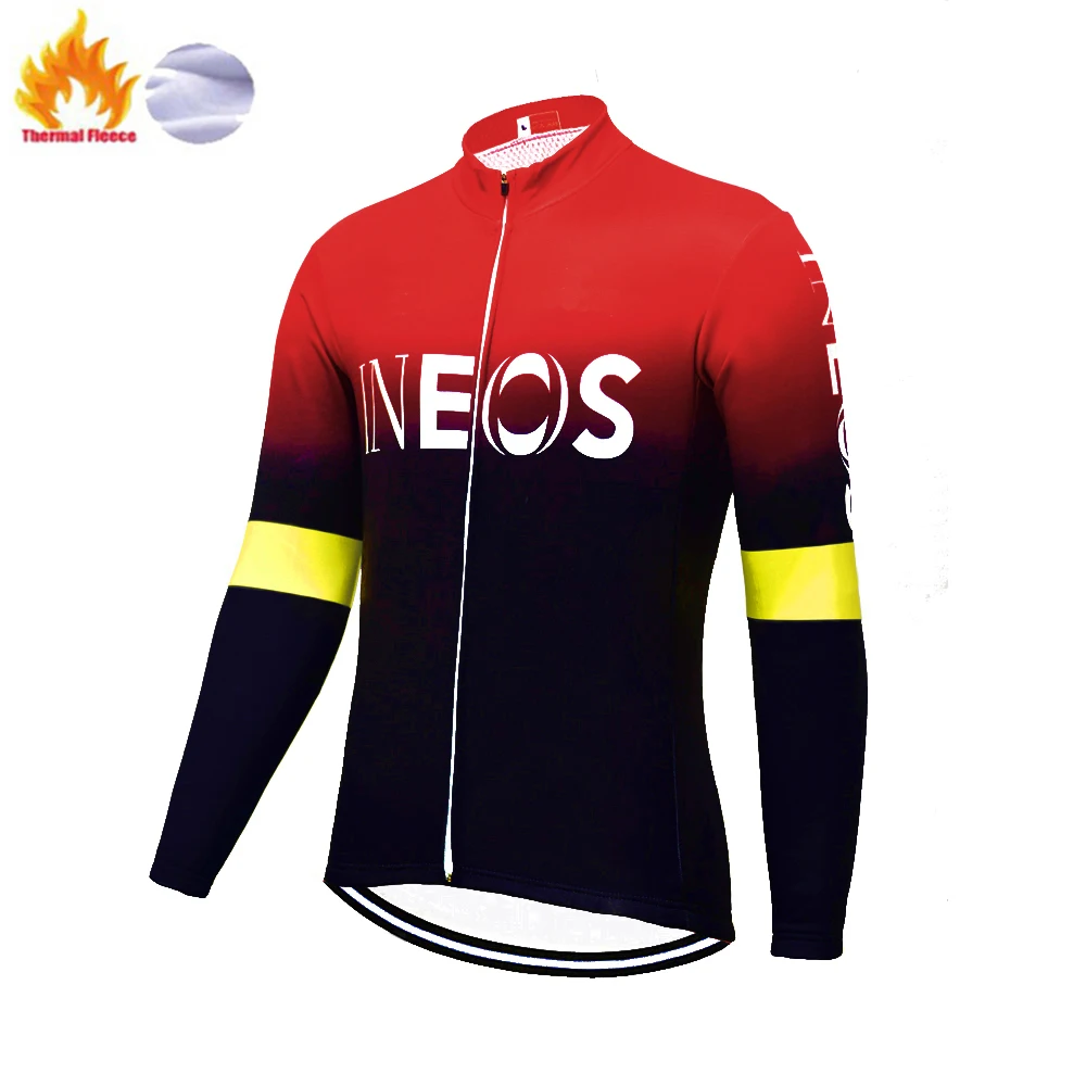 fleece jersey 1 Франция Чемпион ineos Велоспорт Джерси с длинным рукавом мужская зимняя термальная флисовая велосипедная Одежда MTB велосипед Джерси Майо ciclismo - Цвет: fleece jersey 1