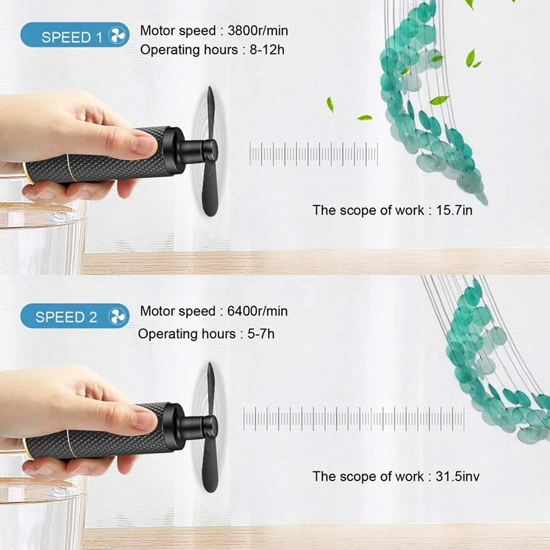 Ручные вентиляторы маленький вентилятор, Usb 2200Mah перезаряжаемая батарея, 8-12H время работы, путешествия/Футбол вентилятор охлаждения для женщин черный