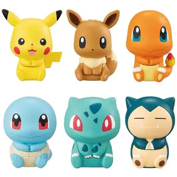 

6PCS Pokemon Charmander Squirtle Bulbasaur Snorlax Clip Cup Mouth Hanging Piece 3CM PVC Action Toy Figures Gifts for Children