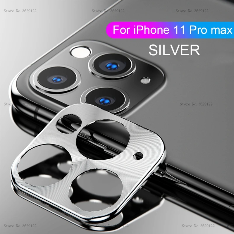 Silver Для iPhone 11 Pro защита объектива камеры кольцо покрытие алюминий для iPhone 7 8 Plus X S XS Max XR задняя камера объектив чехол кольцо - Цвет: Silver