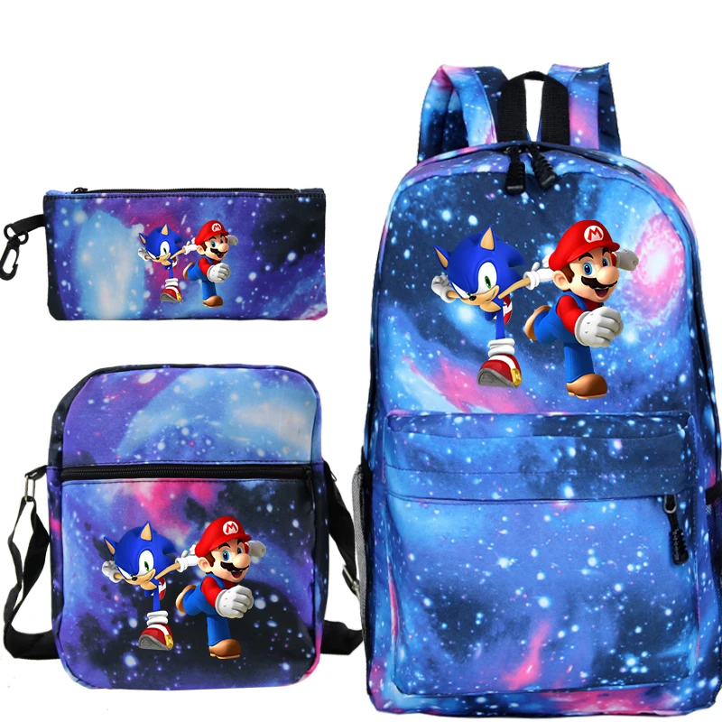 10 2 шт./компл. Sonic зубная щётка рюкзак Марио печать Путешествие Холст Тетрадь сумки школьный рюкзак для подростков мальчиков и девочек - Цвет: 10