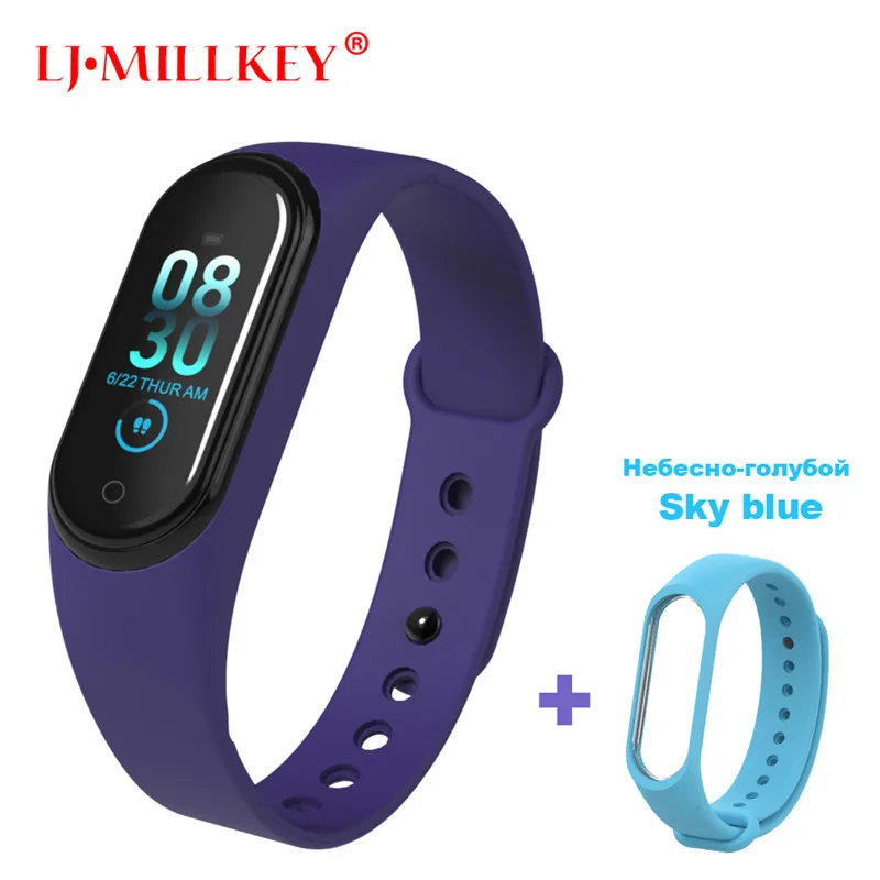 M4 Blue x Sky Blue Умный Браслет Интеллектуальный трекер активности M4 умный Браслет Смарт-браслет 4 пульсометр фитнес-трекер умные часы для мужчин и женщин - Цвет: M4 Blue x Sky Blue