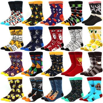 

Hot Mens Socks Brand Diamond Ramen Astronaut Pattern Hip Hop Cool Socks For Men Winter Thick Long Skate Funny Socks Colorful