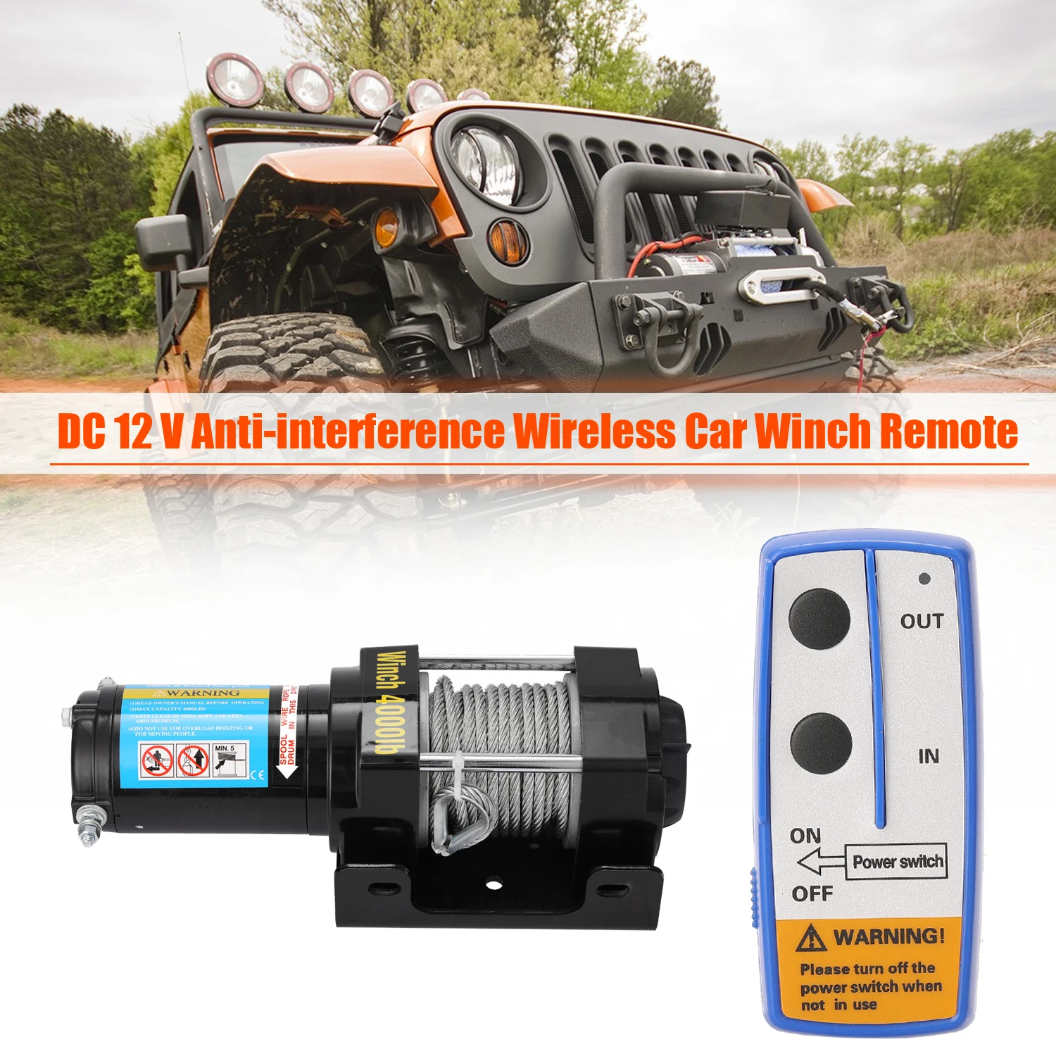 4000lbs Electric Recovery Winches Kit ATV Trailer Truck Car DC12V