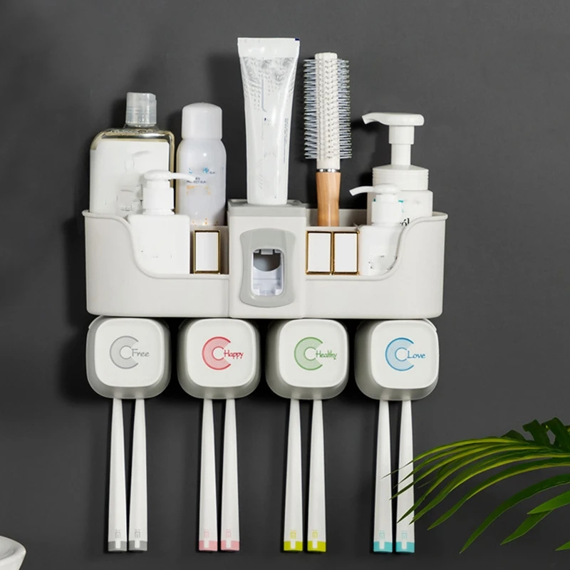 

1 Pcs Multifunction Toothbrush Holder Bathroom Accessories Set Automatic Toothpaste Dispenser Holder Bathroom Storage