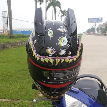 

Professional cool racing style black big eyes full face motorcycle helmet M L XL XXL four size available variety of helmets