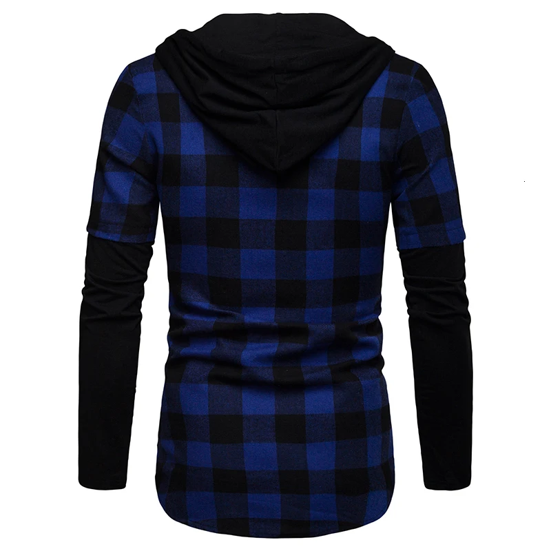Весна осень Мужская рубашка Slim Fit мужская с длинными рукавами Hoodeds рубашка мужские рубашки в клетку мужская повседневная мужская рубашка большие размеры S-2XL
