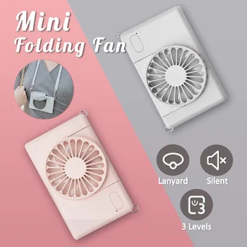 

2020 New Halters Fan Mini Portable Folding USB Small Fan Silent Charging Desktop Hanging Neck Fan For Office Outdoor