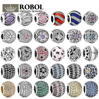 

PBD ZZ 31 Original 925 Silver Charm Densely Embedded Cubic Reflective Zircon Jewelry With Original Logo Diy Pan Bracele