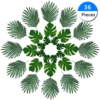 

36pcs Artificial Iron Leaves Tropical Rainforest Decoration Fake Scattered Sunflower Leaves Plant for Home Party Decoration