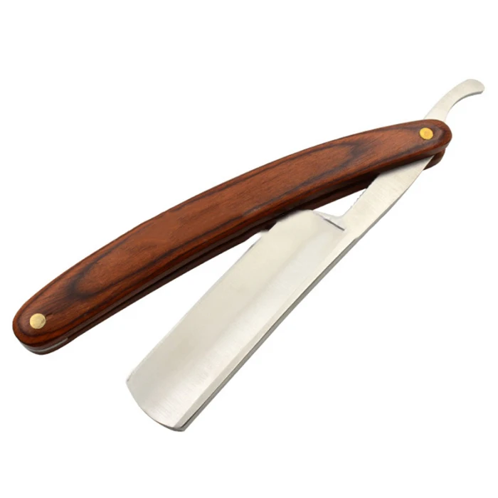 Men Manual Beard Shaver Stainless Steel Straight Edge Cutter Wooden Handle Folding Shaving Barber Razor MP789