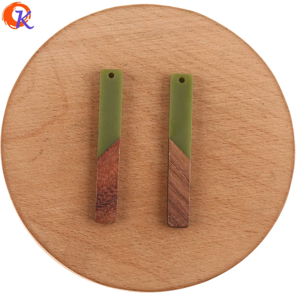 Green Сердечный Дизайн 50 шт 8*51 мм DIY Изготовление сережек/ручная работа/форма палочки/натуральное дерево и смола/ювелирные аксессуары/фурнитура для сережек - Цвет: Green