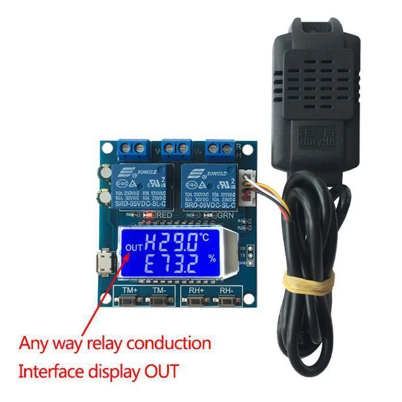 Humidity Temperature Controller LCD Digital Dual Output Automatic Constant Regulator Board Thermometer Hygrometer Control Module