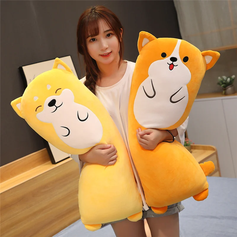 Kawaii животные плюшевая подушка мультфильм Длинные животные игрушка собака корги кролик Шиба ину плюшевые спящие подушки