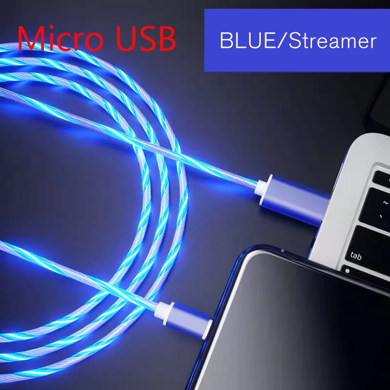 Micro USB-Blue 2A кабель для быстрой зарядки Micro usb type C TyprC USBC шнур для зарядки мобильного телефона для iOS стример линия зарядки данных Android зарядное устройство - Цвет: Micro USB-Blue