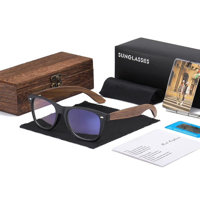 GM Brand Walnut Wooden Polarized Men's Sunglasses Square Frame Sun glasses Women Sun glasses Male Oculos de sol Masculino S7061h AntiBlue Square Box
