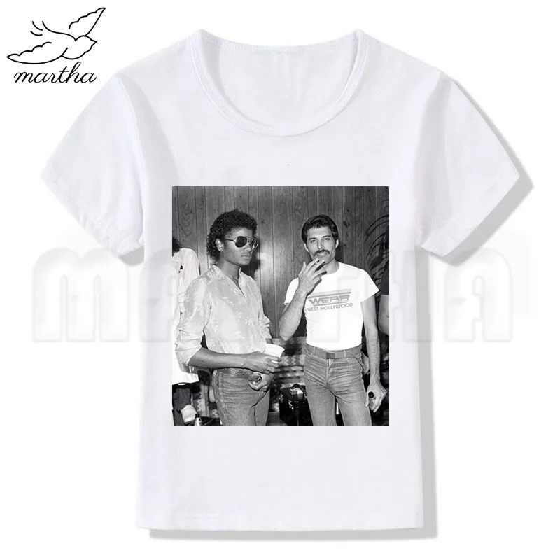 WhiteM The queen Band Freddie Mercury/Летние Стильные Забавные милые топы для девочек, модная уличная одежда, Harajuku, футболка для мальчиков уличная детская белая футболка - Цвет: WhiteM