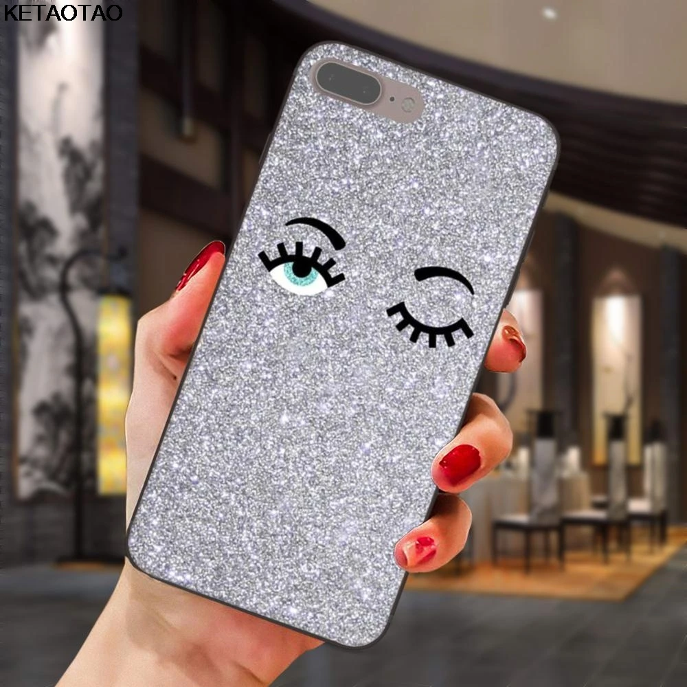 Коричневый KETAOTAO Модный чехол для телефона с изображением глаз Chiara Ferragni для iPhone 4 SE 5C 5S 6 s 7 8 Plus X XS XR 11 Pro Чехол из мягкого ТПУ резины силикона - Цвет: Коричневый