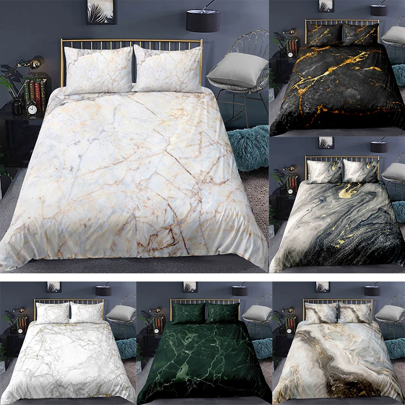 Marble Bedding Set Duvet Cover King Queen Size Bedclothes Comforter