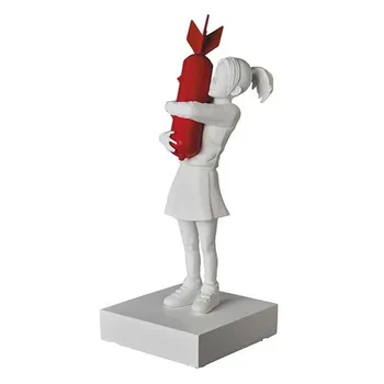 

European Style Bomb Hugger SPECIAL Red/White Bomb Girl Street Art Resin Statue Creative Gifts Desktop Home Decor A1593