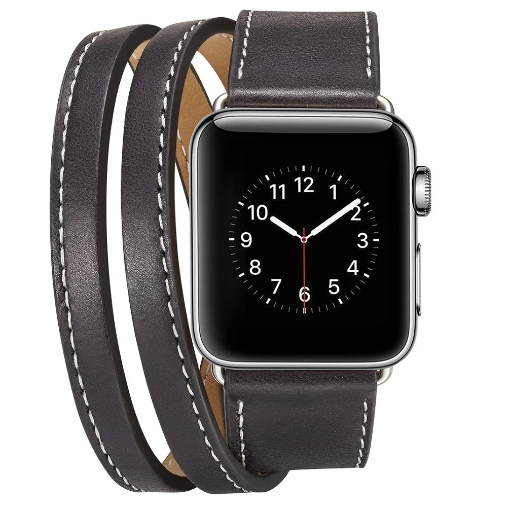 Ремешок Correa pulseira для apple watch 5, серия 4, 3, ремешок для iwatch 5, ремешок 44 мм, 42 мм, кожаный ремешок для часов cinturino 38, 40 мм, ремень - Цвет ремешка: black