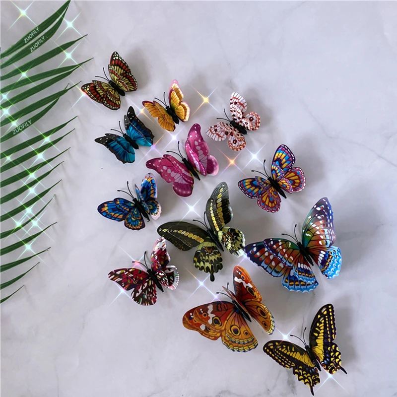 12Pcs PVC 3D Wall Stickers Home Decor DIY Butterfly Luminous Glow