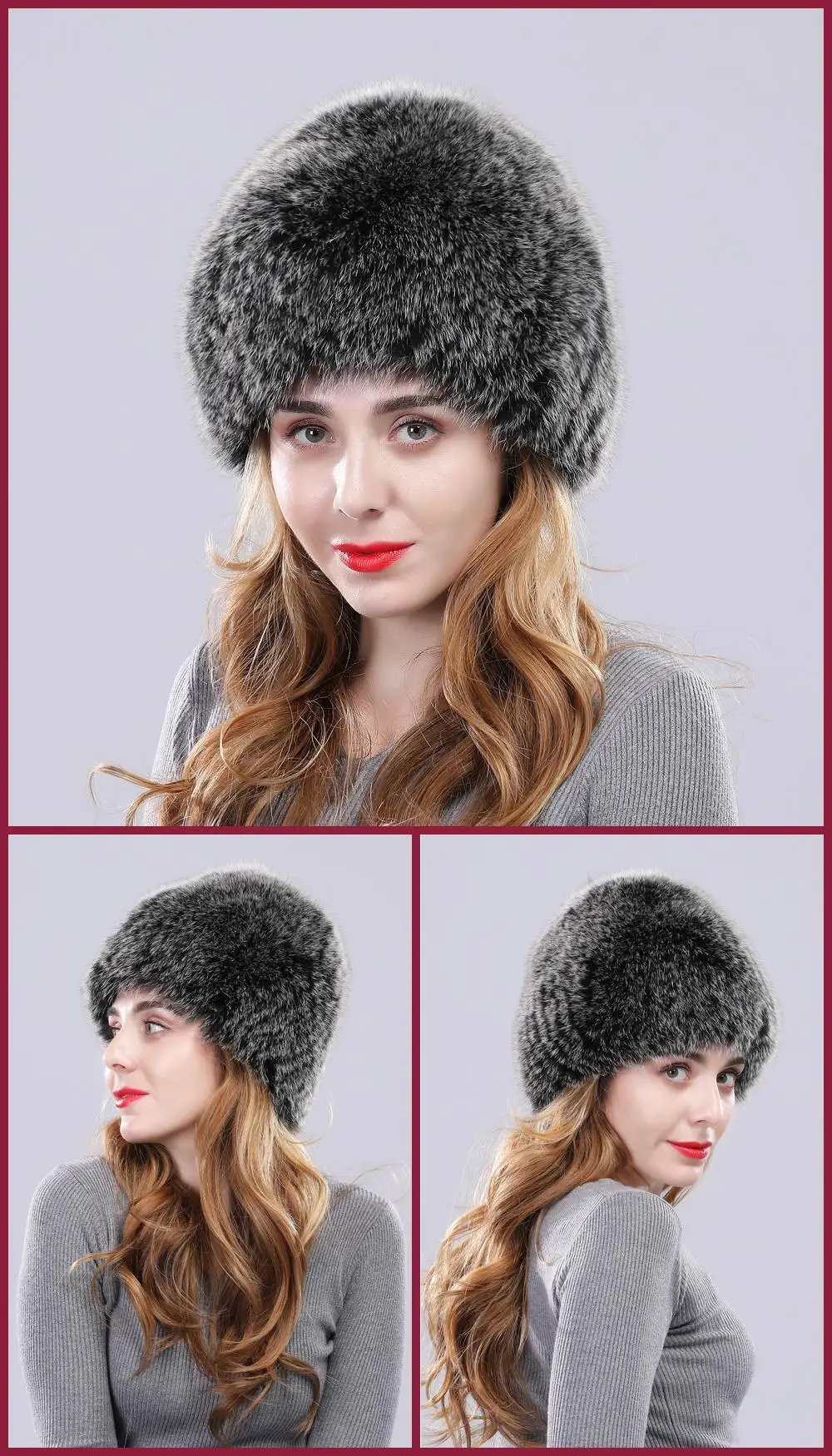 Women fur hat for winter natural fox fur cap russian female real silver fox fur headgear brand new fashion warm beanies cap