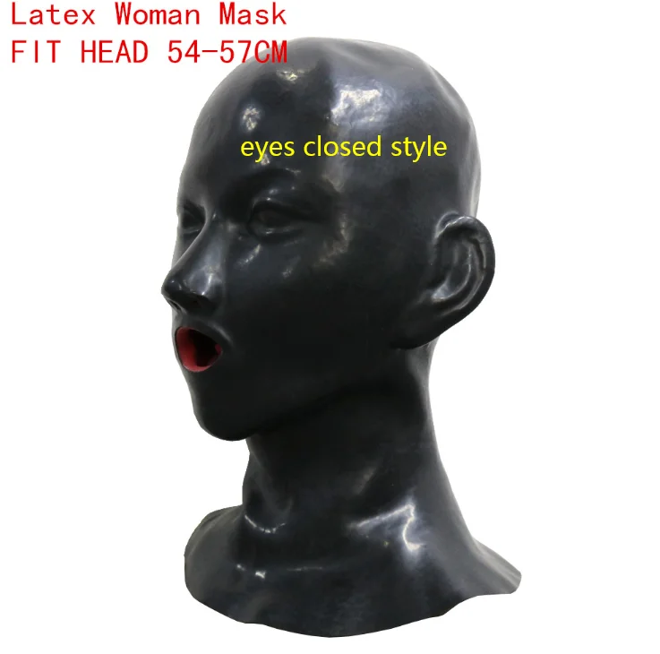 eyes closed 3D маска w уши w «красные губы» для губ с оболочка для языка, носа трубки подходят 54-57 Хеллоуин маска для глаз БДСМ секс игры бондаж маска - Цвет: eyes closed