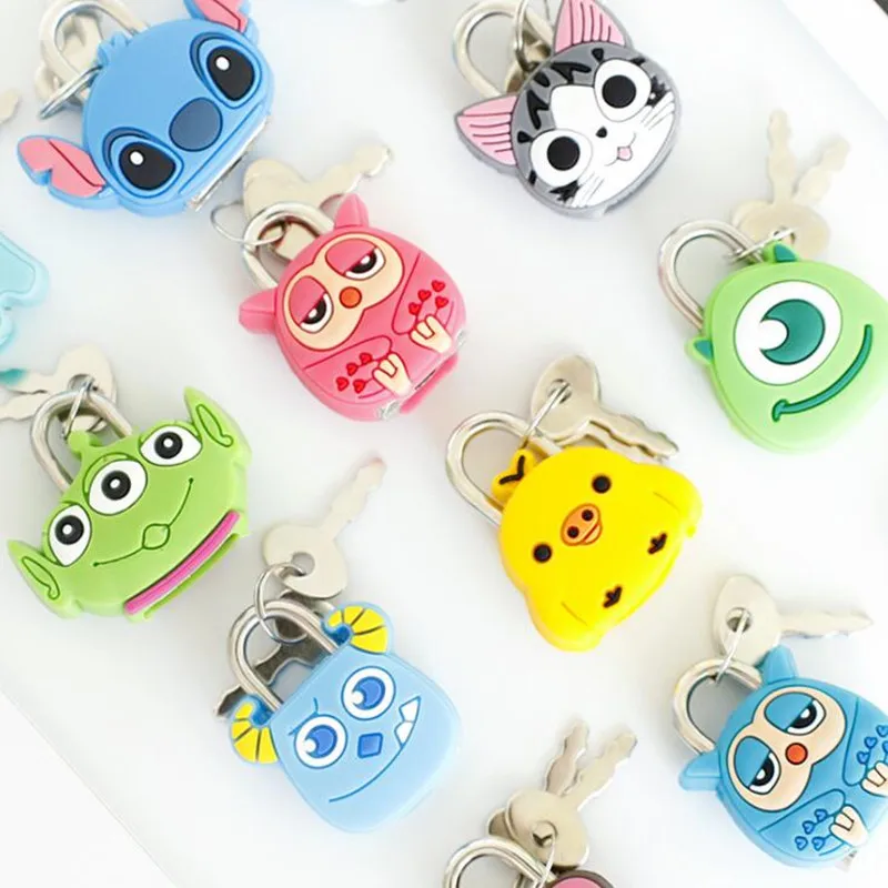 

Mini Cute Silicone Cartoon Padlocks Zipper Bag Backpack Handbag Drawer Cabinet Key Lock With key Luggage Lock Toy Diary Lock