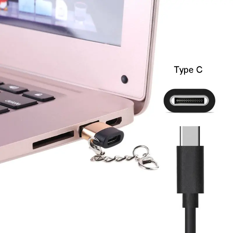 USB 3,1 USB-C мама к USB 2,0 папа порт адаптер соединитель Адаптер с брелок для USB C кабель U диск