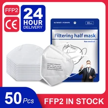 Masque de protection Facial, 50 pièces, 5 couches, Anti-poussière, Anti-Virus, respirateur, espagne, FFP2