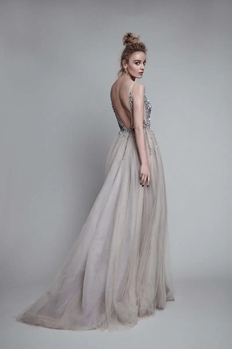 Стиль vestido de noiva сексуальное платье с глубоким v-образным вырезом на спине и кристаллами для выпускного вечера недорогие вечерние длинные платья для матери невесты