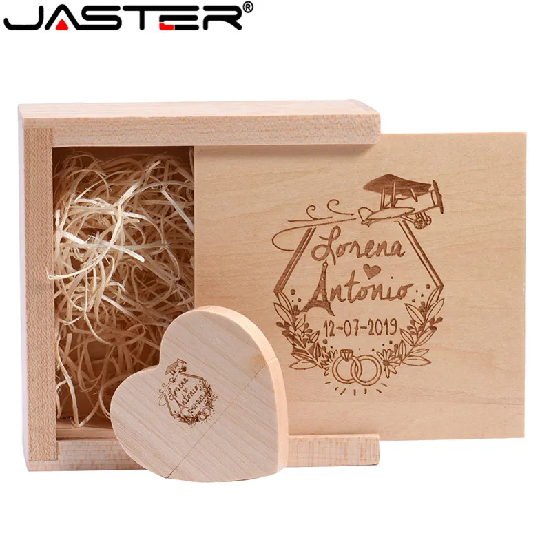 JASTER(более 10 шт. бесплатный логотип) Usb накопитель 8 ГБ 16 ГБ 32 ГБ 64 Гб Usb флеш-накопитель карта памяти Флешка дерево Usb+ коробка свадебный подарок